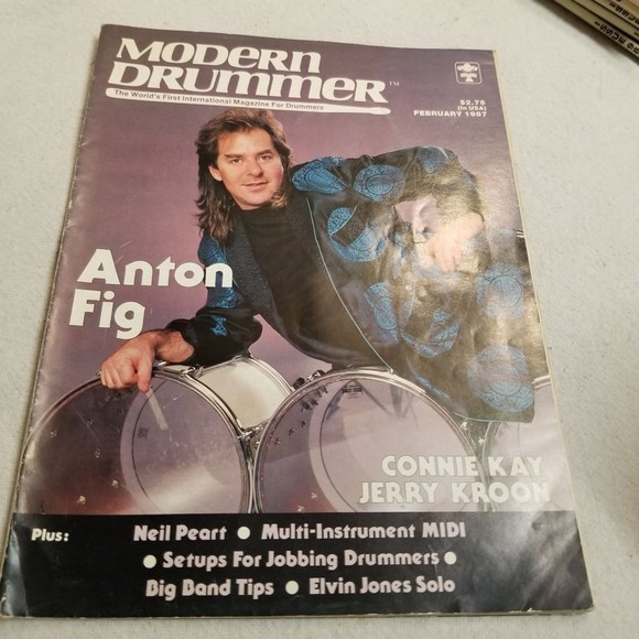 Feb. 1987 Modern Drummer mag Anton Fig Neil Peart - Picture 2 of 8